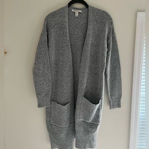 F21 Contemporary long gray cozy cardigan with pockets